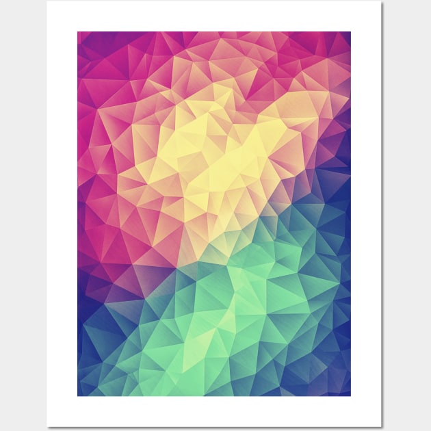 Abstract Multi Color Cubizm Painting (Color Bomb - Low Poly Pattern) Wall Art by badbugs